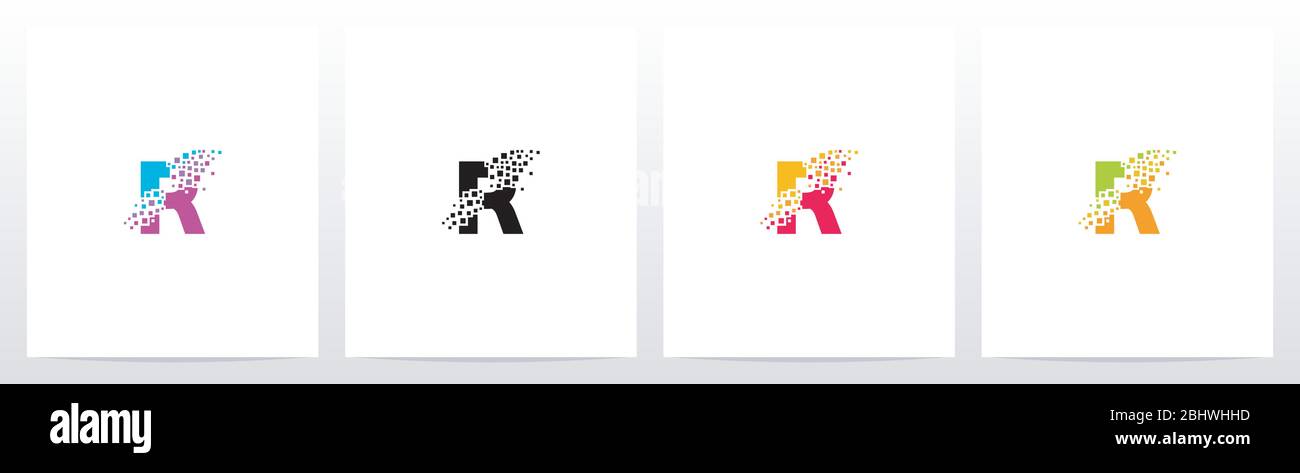 Eroded Particle On Letter Logo Design R Stock Vector