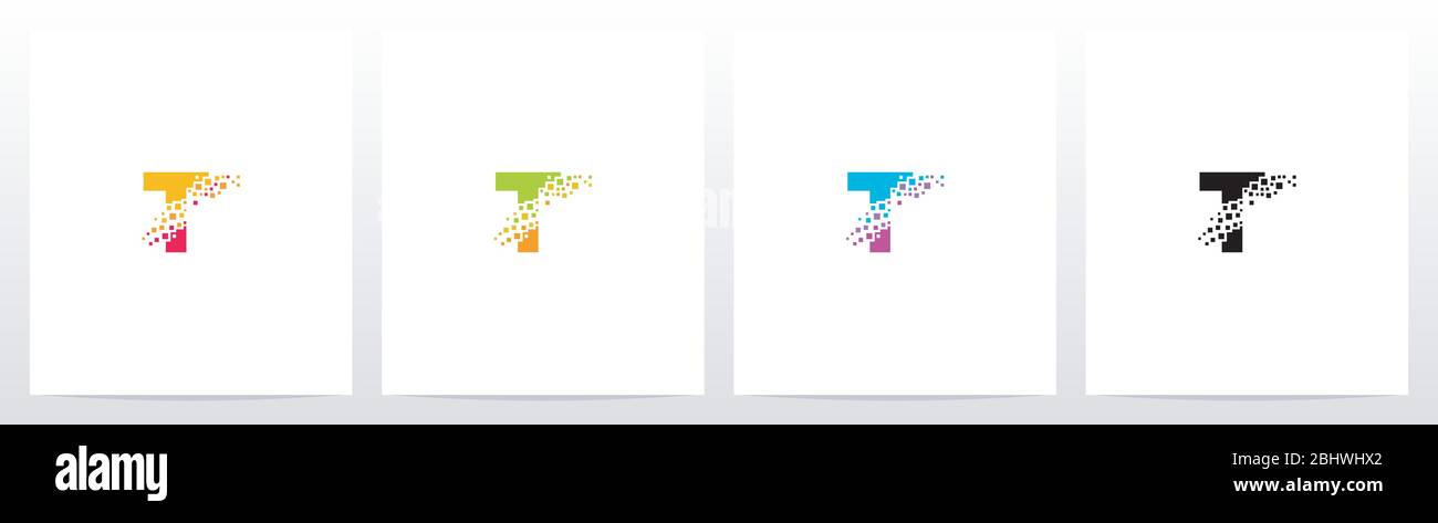 Eroded Particle On Letter Logo Design T Stock Vector