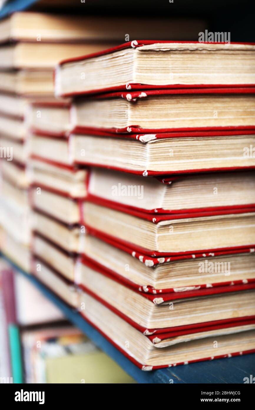 Books on bookshelf in closeup hi-res stock photography and images - Alamy