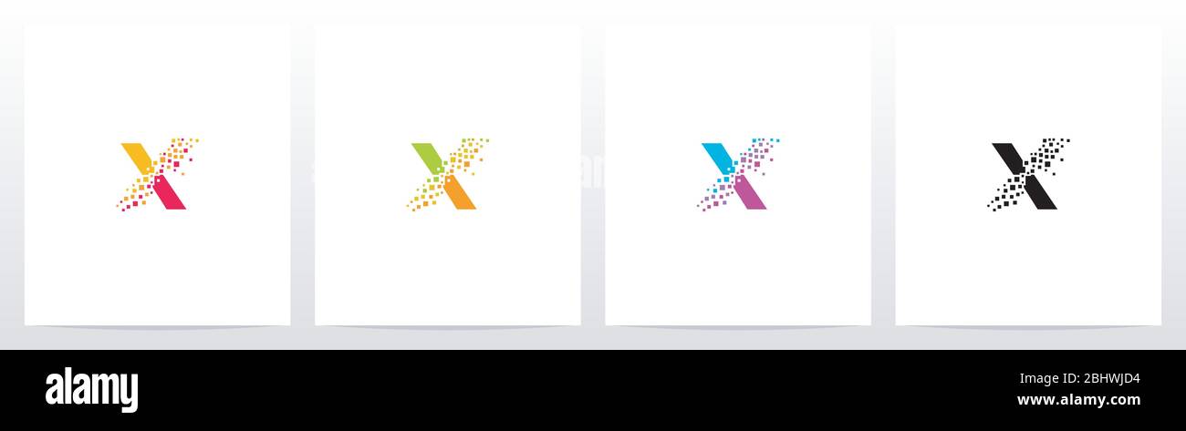 Eroded Particle On Letter Logo Design X Stock Vector