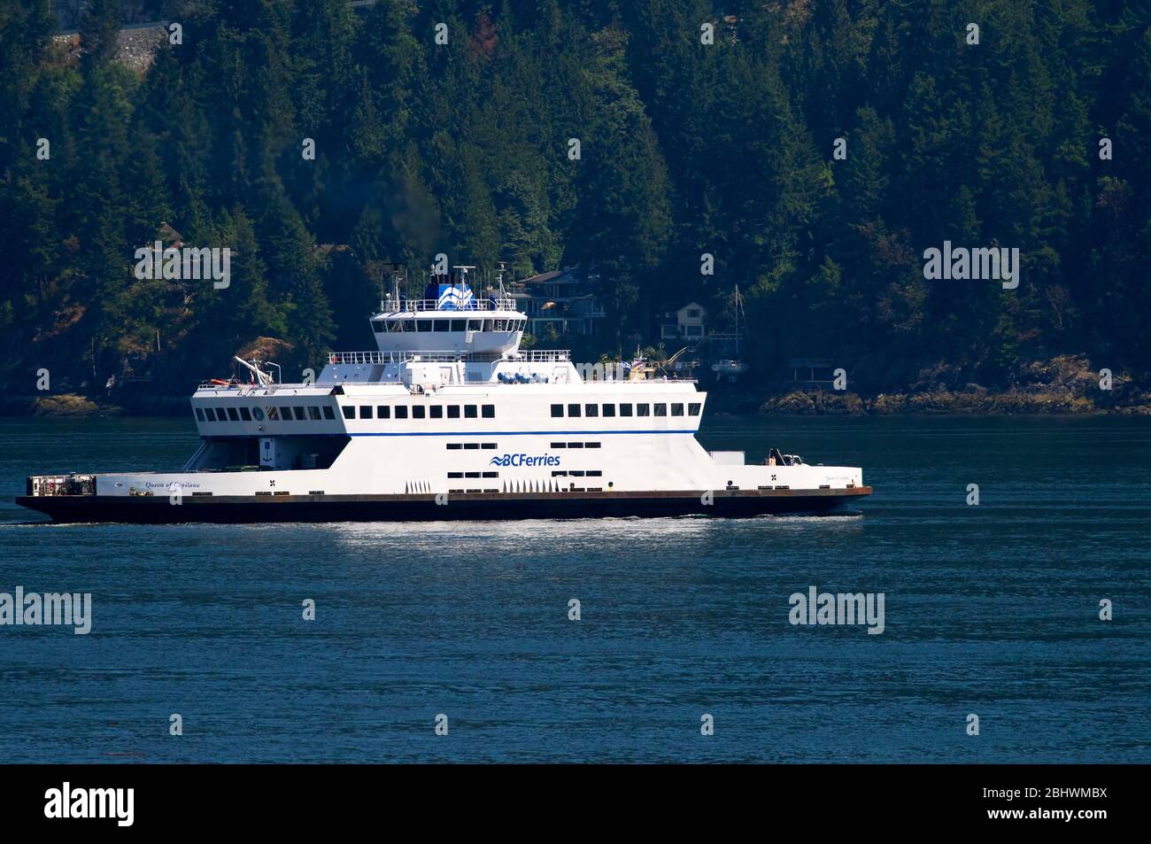 A B. C. ferry, the Queen of Capilano traveling into Horseshoe Bay ferry