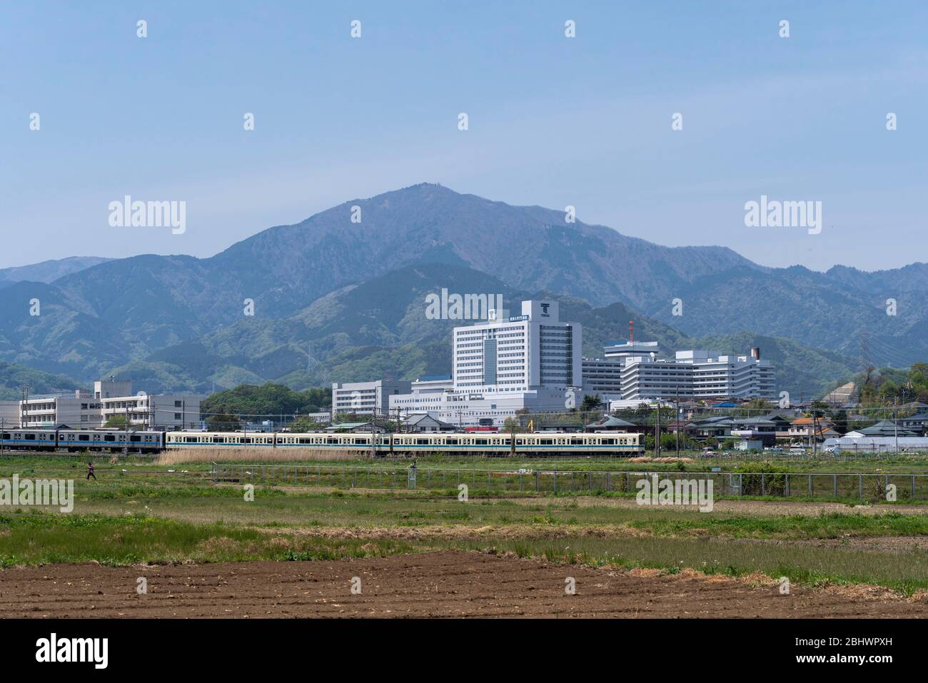 Tokai University Hospital and Mt.Oyama, Isehara City, Kanagawa Prefecture, Japan Stock Photo