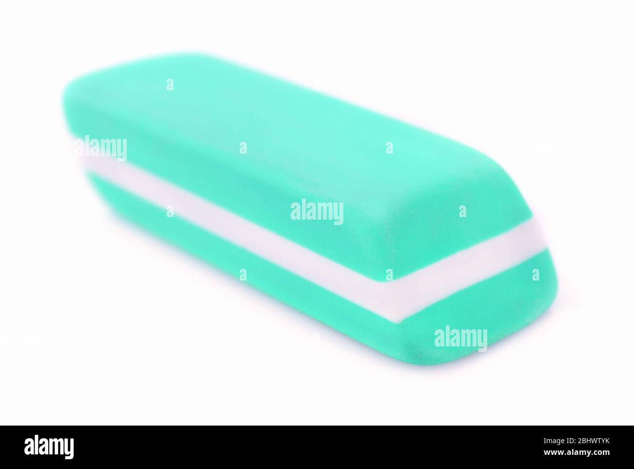 Blue eraser isolated on white Stock Photo Alamy