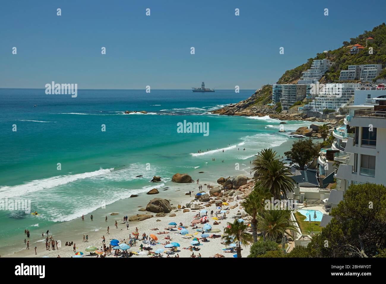 Apartments and beach at Clifton, Cape Town, South Africa Stock Photo