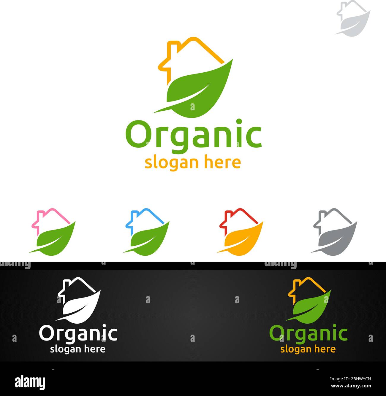Home Natural And Organic Logo Design Template For Herbal Ecology Health Yoga Food Or Farm Concept Stock Vector Image Art Alamy