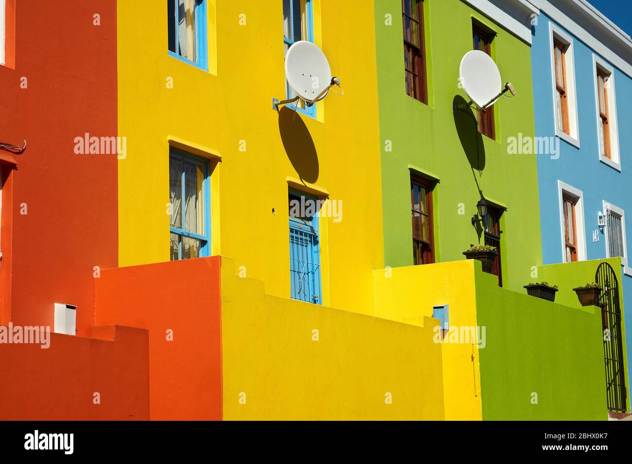 Colourful houses, Bo-Kaap, Cape Town, South Africa Stock Photo