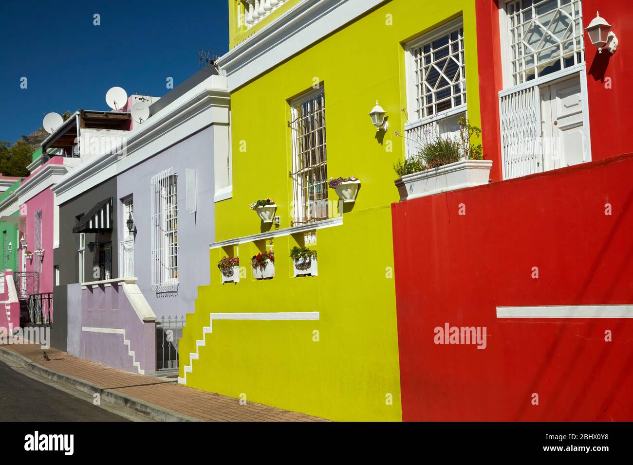 Colourful houses, Bo-Kaap, Cape Town, South Africa Stock Photo