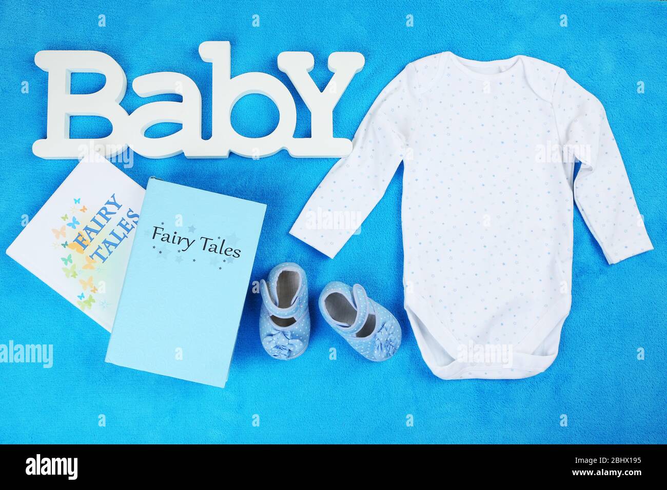 Clothes for baby girl on colorful background stock photo alamy