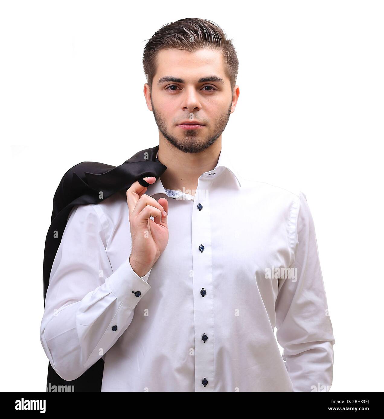 Elegant man in suit isolated on white Stock Photo - Alamy