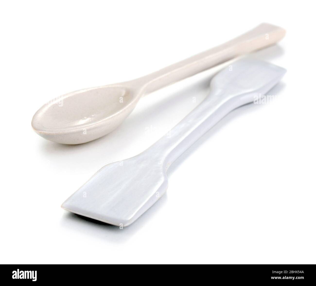 Laboratory spatulas isolated on white Stock Photo Alamy