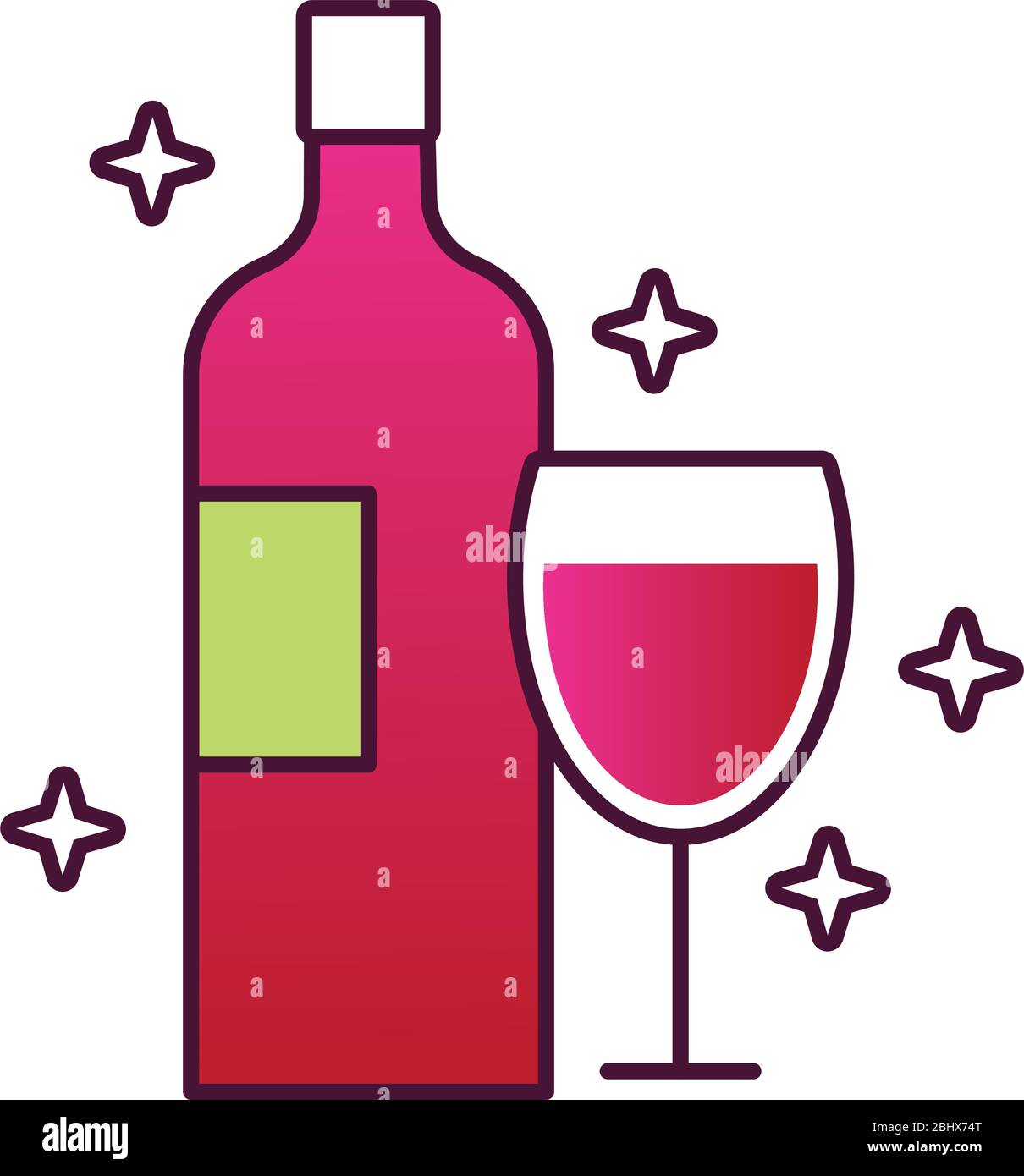 wine bottle and cup drink detailed style icon Stock Vector Image & Art ...