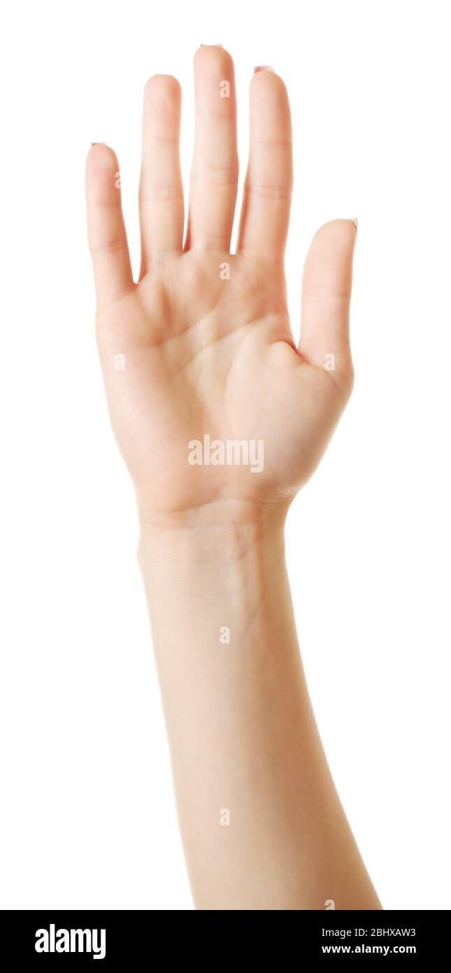 Female hand isolated on white Stock Photo - Alamy
