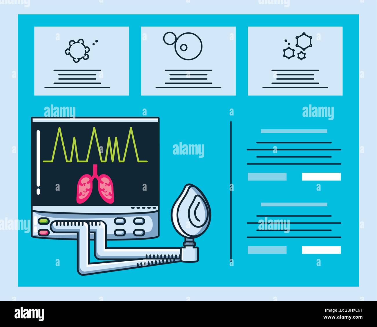 infographic with ventilator medical machine vector illustration design Stock Vector