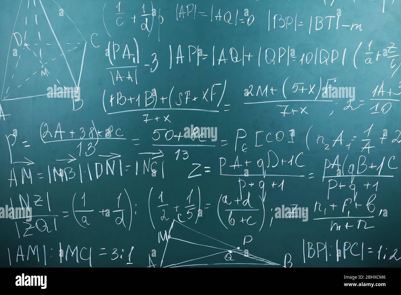 Maths formulas on chalkboard background Stock Photo Alamy