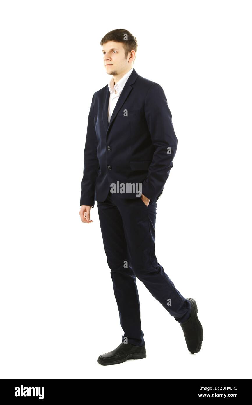 Elegant man in suit isolated on white Stock Photo - Alamy