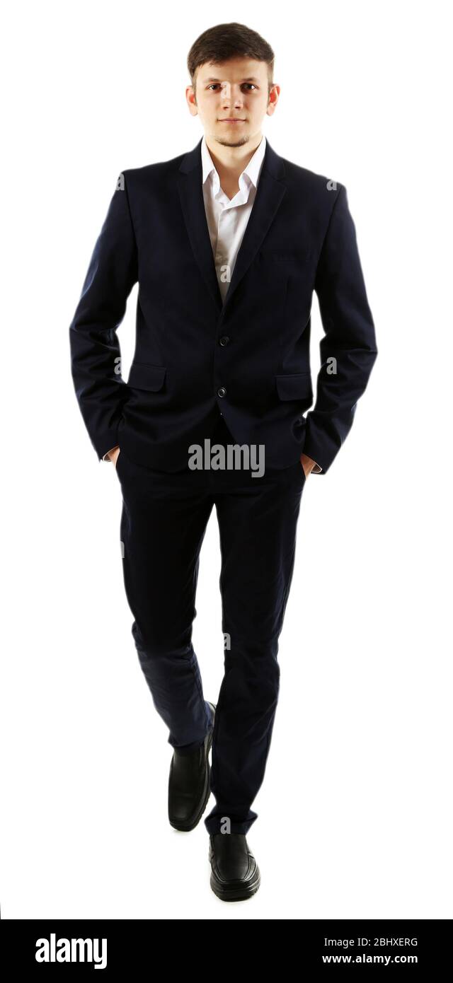 Elegant man in suit isolated on white Stock Photo - Alamy