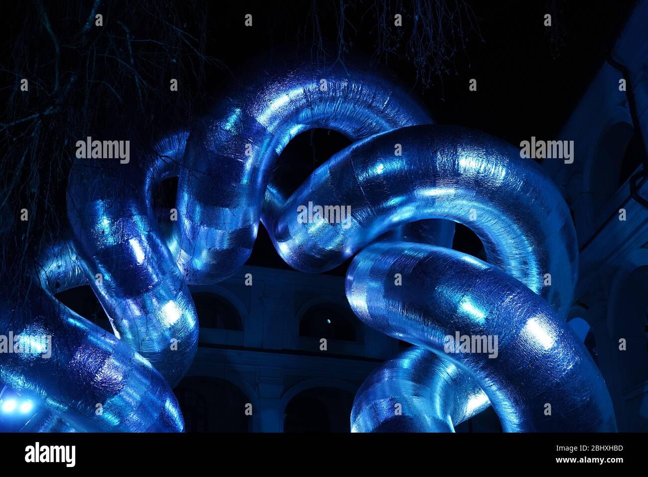 Abstract blue background with circles Stock Photo