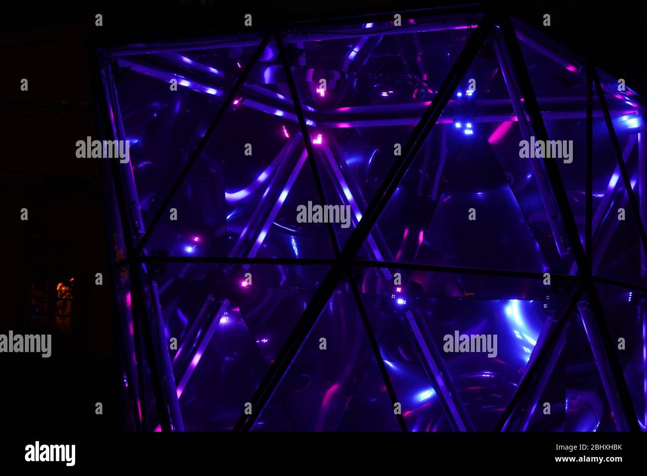 Abstract blue glowing lights background Stock Photo