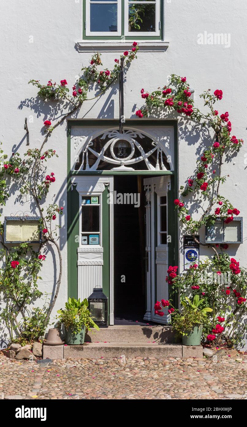 Entrance to a restaurant in historic town Mogeltonder, Denmark Stock Photo