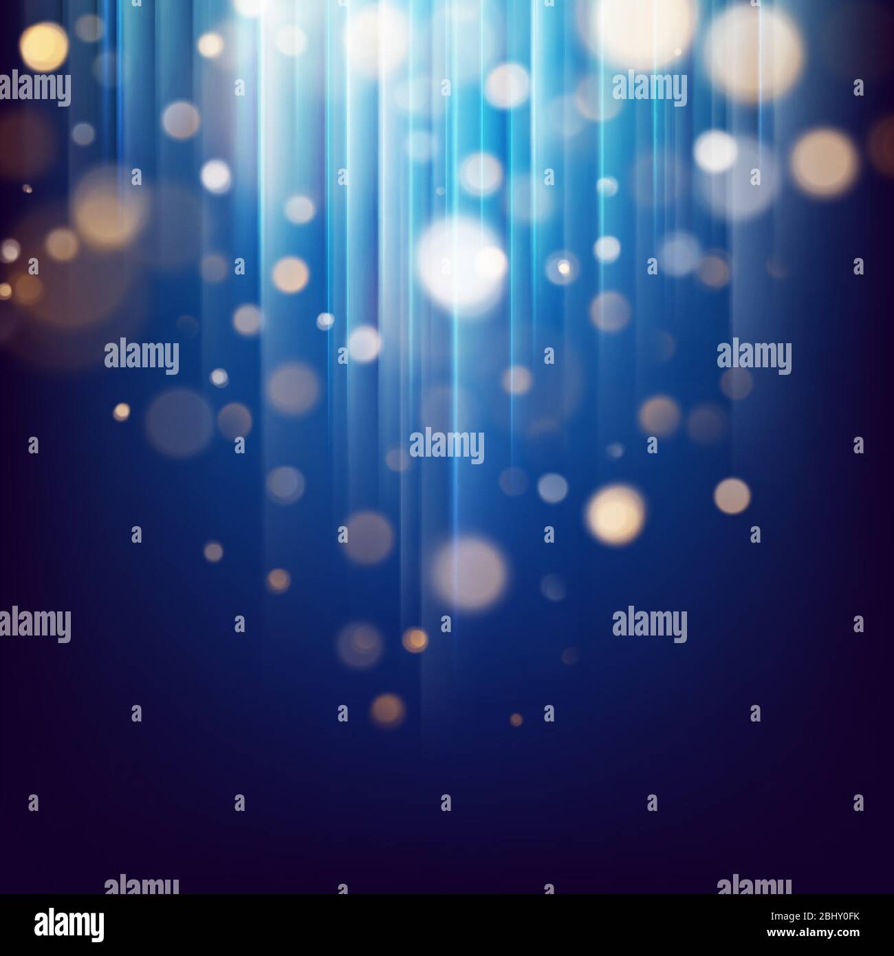 Glitter gold lights abstract particles. Defocused bokeh on dark festive abstract texture. EPS 10 Stock Vector