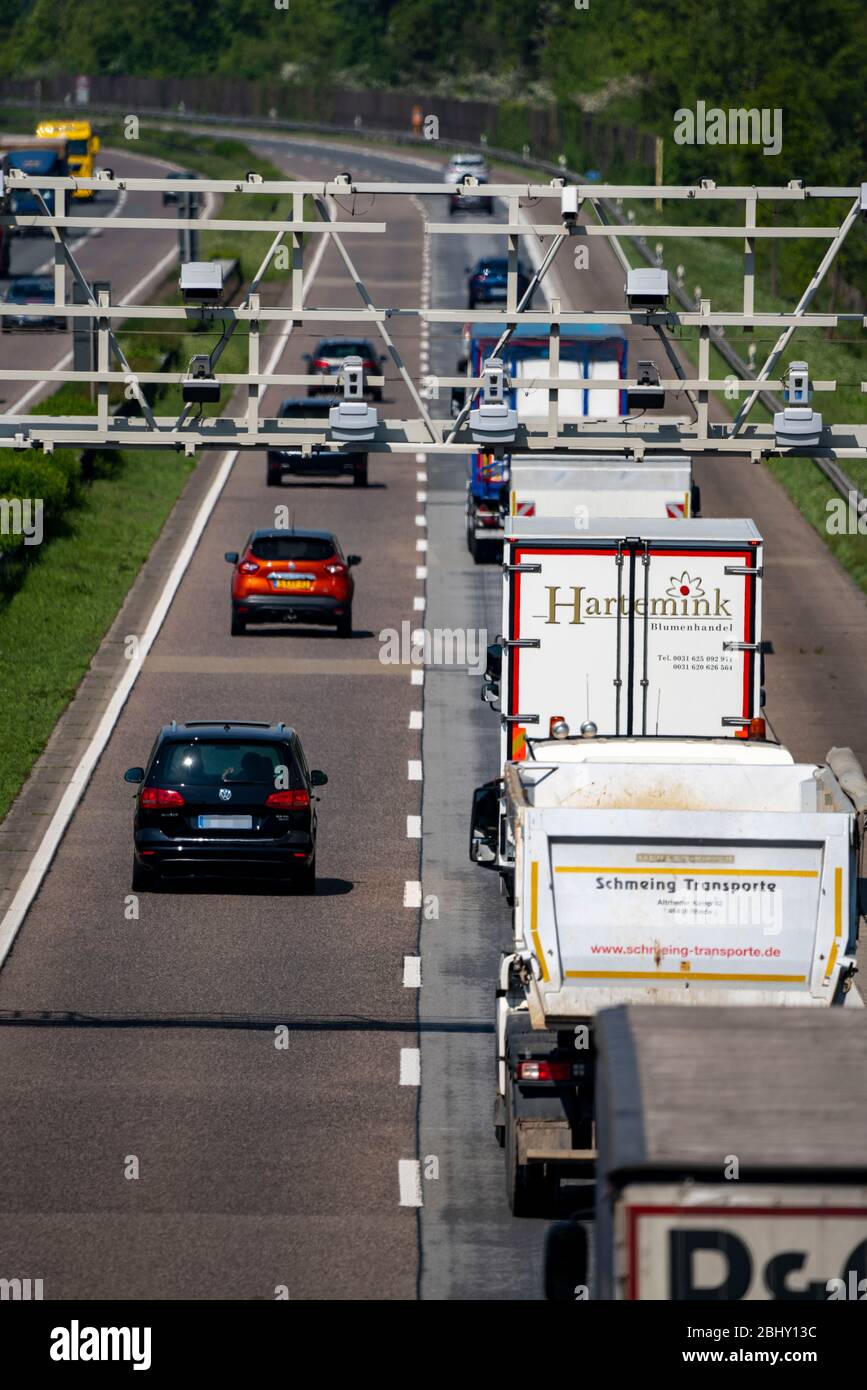 Toll bridge, for recording motorway tolls, on the A3 motorway near ...