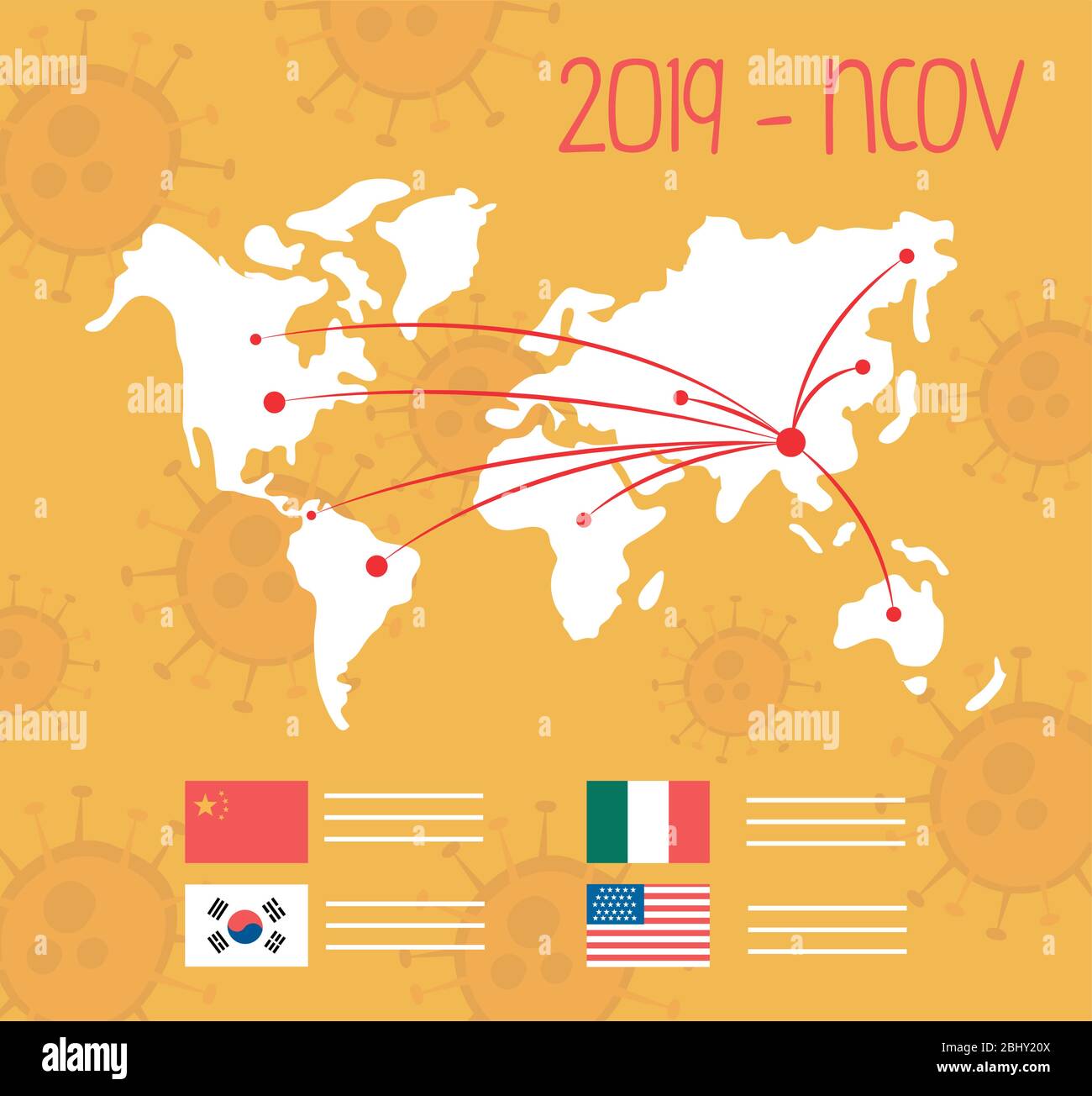 infographics covid19 pandemic with earth maps and flags Stock Vector ...