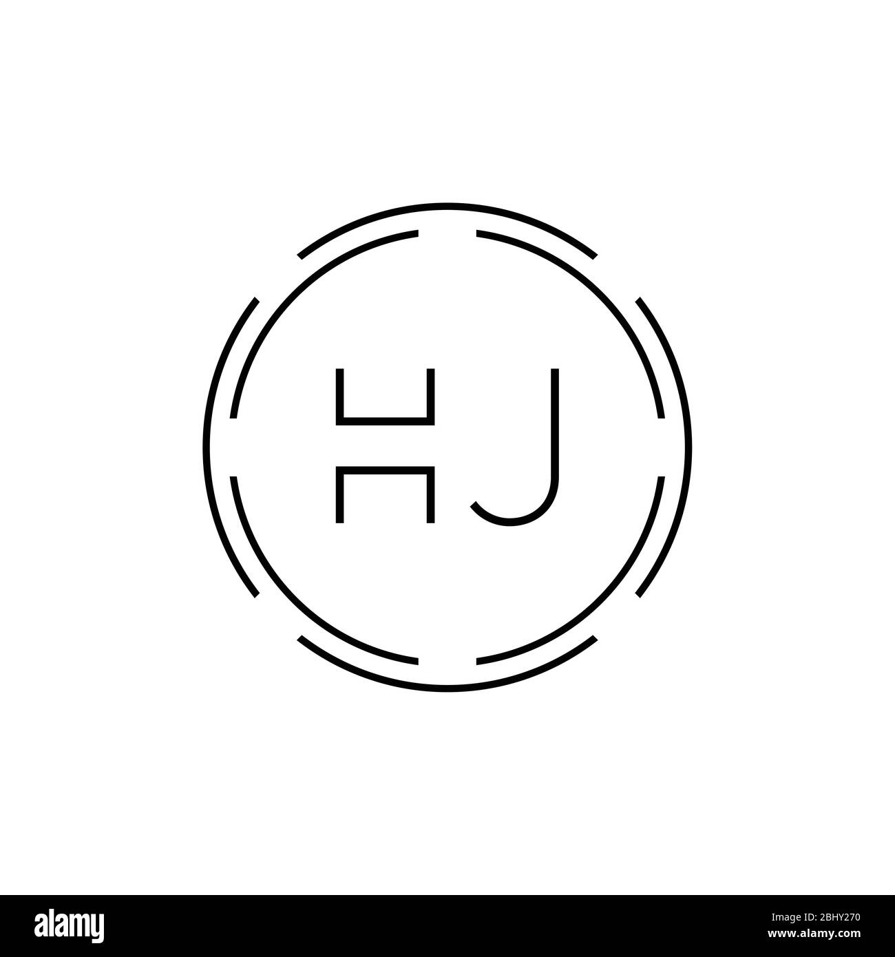 HJ Logo Design Vector Template. Initial Circle Letter HJ Vector ...