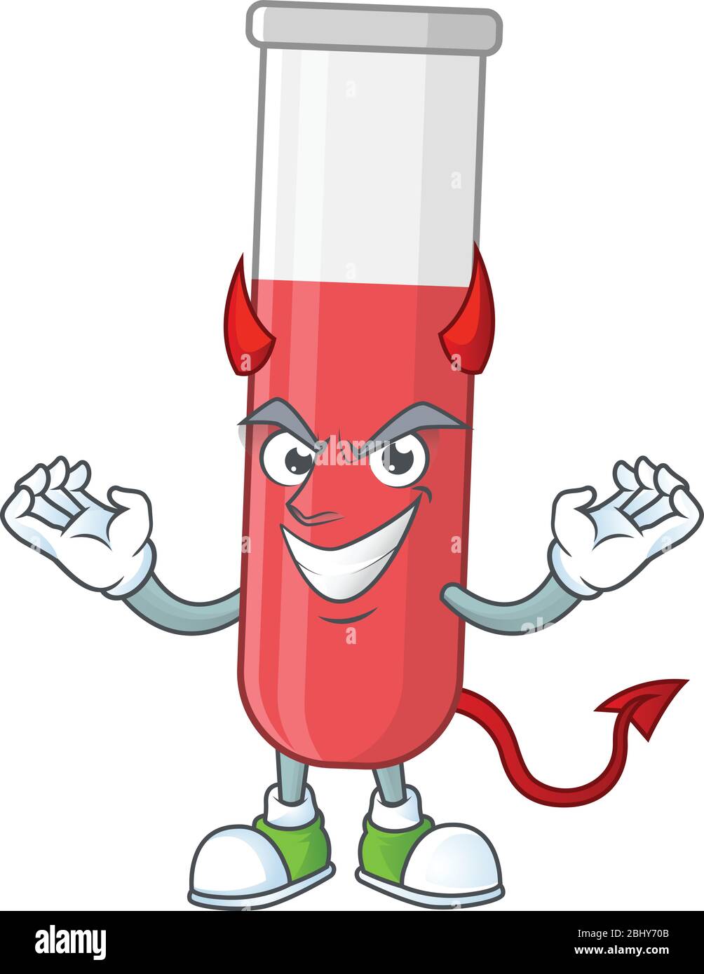 A picture of devil red test tube cartoon character design Stock