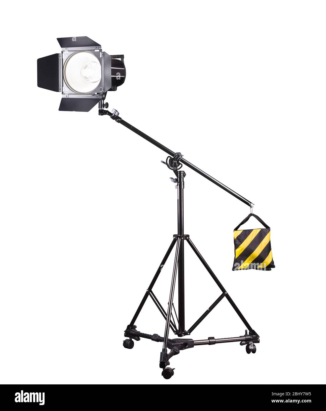 Photography studio flash on a lighting stand isolated on white background Stock Photo Alamy