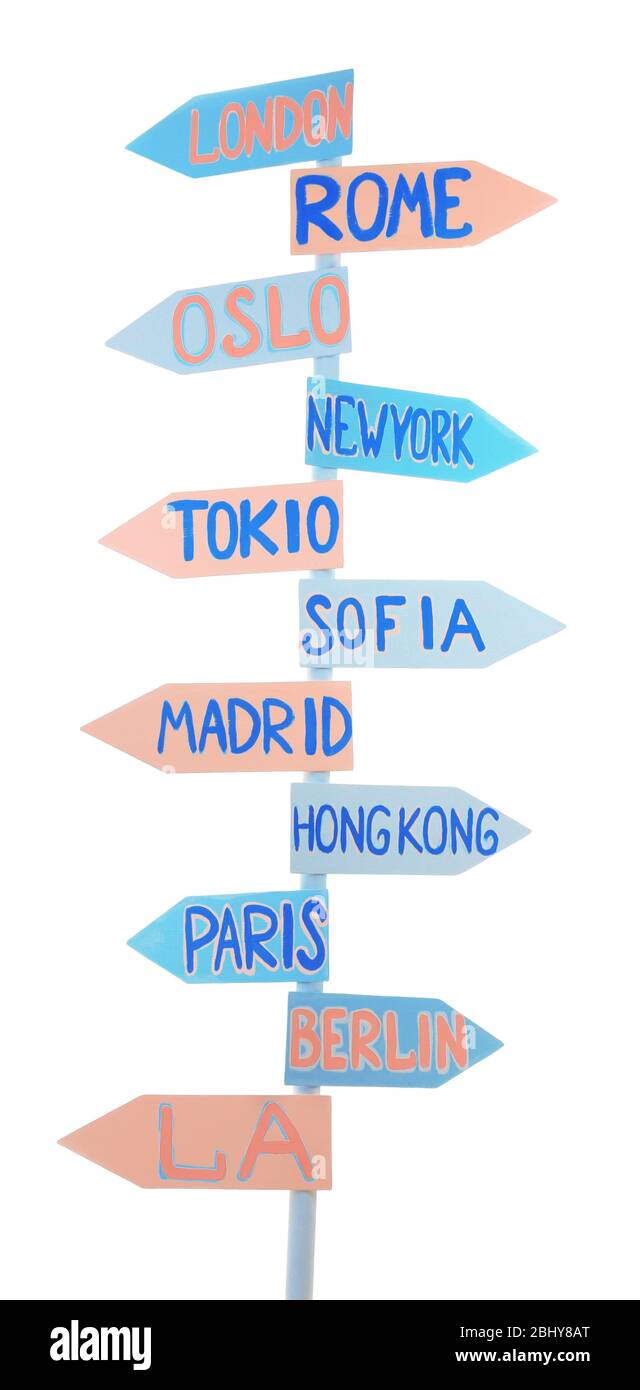 Direction Signposting Direction signpost isolated on white Stock Photo - Alamy