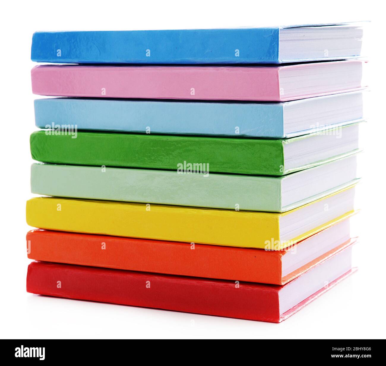 Stack of colorful books isolated on white Stock Photo - Alamy