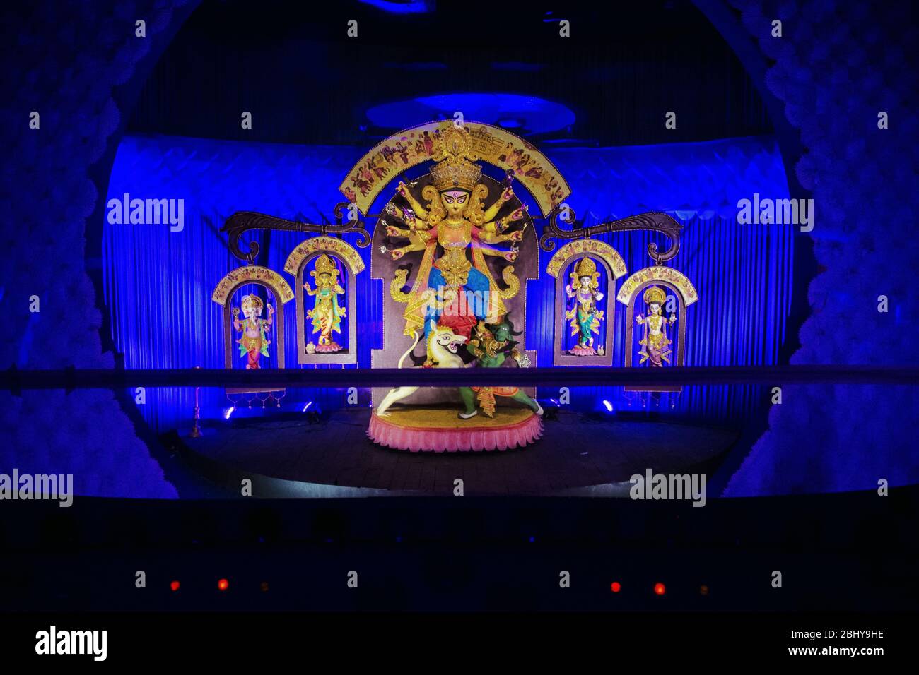 Durga In Several Theme In Several Pandals Stock Photo
