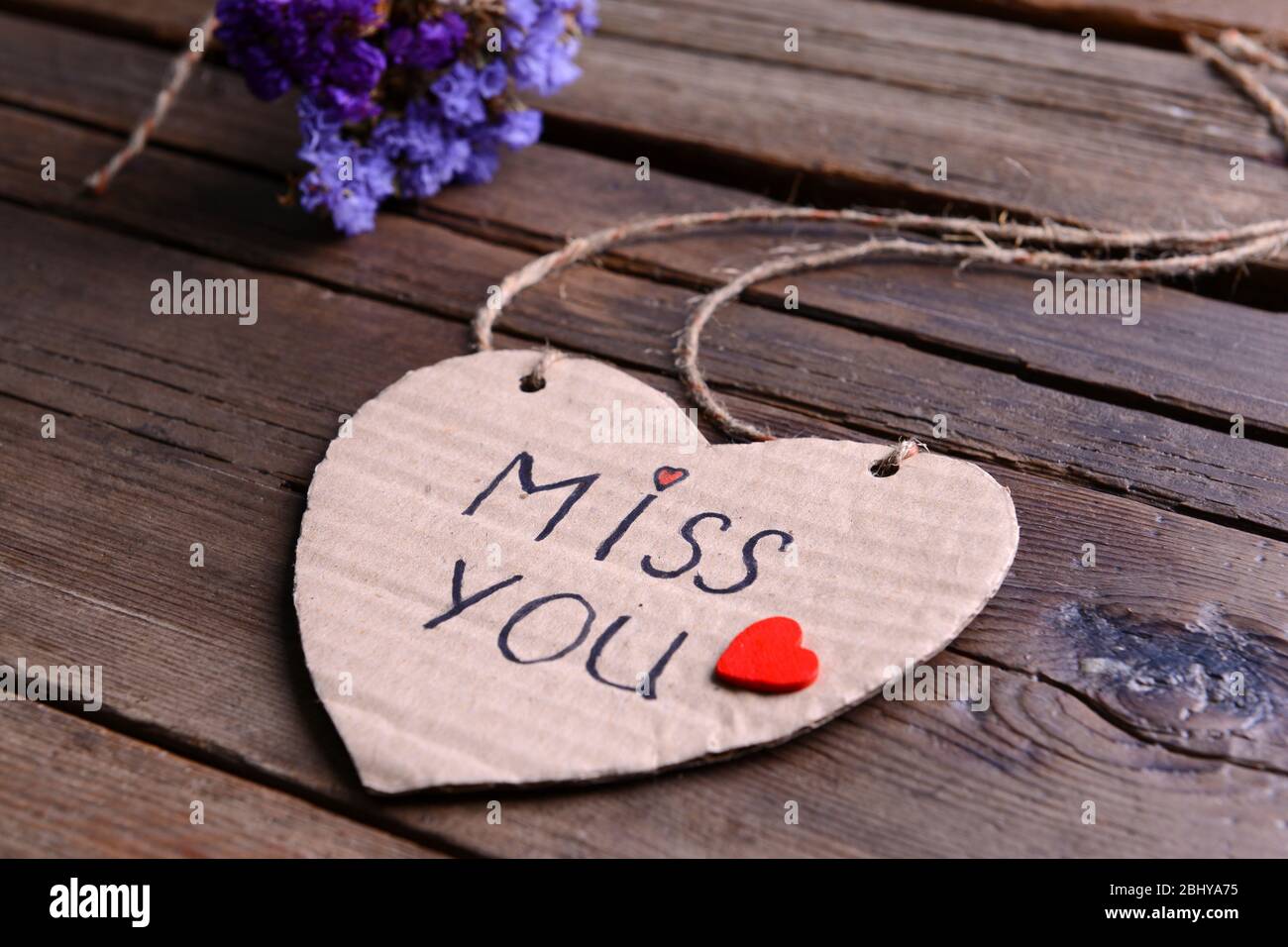 Miss you card with heart and flowers hi-res stock photography and ...