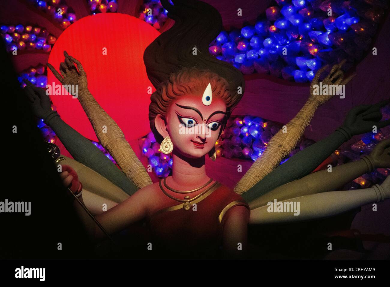 Durga In Several Theme In Several Pandals Stock Photo