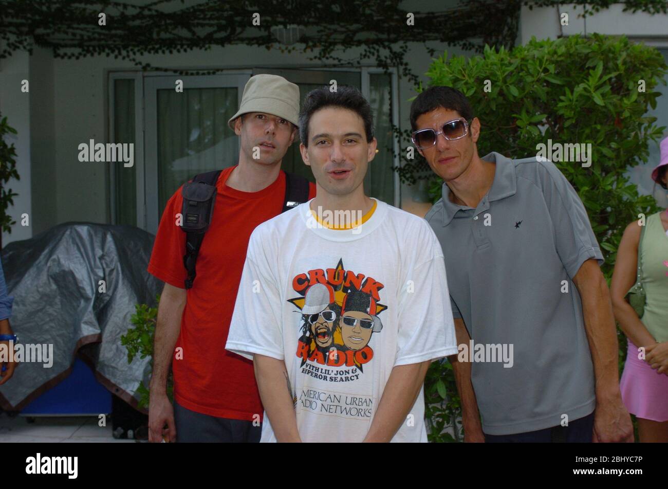MIAMI BEACH, FL - APRIL 28, 2020: FILE PHOTO - Orig pix taken - 08/27/04 The Beastie Boys at the Style Villa in South Beach Miami Beach, Florida People: Beastie Boys_Adam Yauch Stock Photo