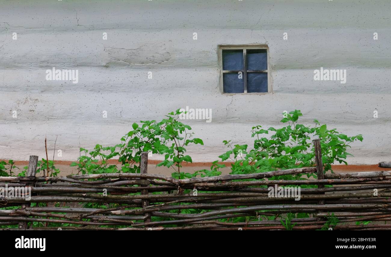 Wooden wall with old window Stock Photo - Alamy