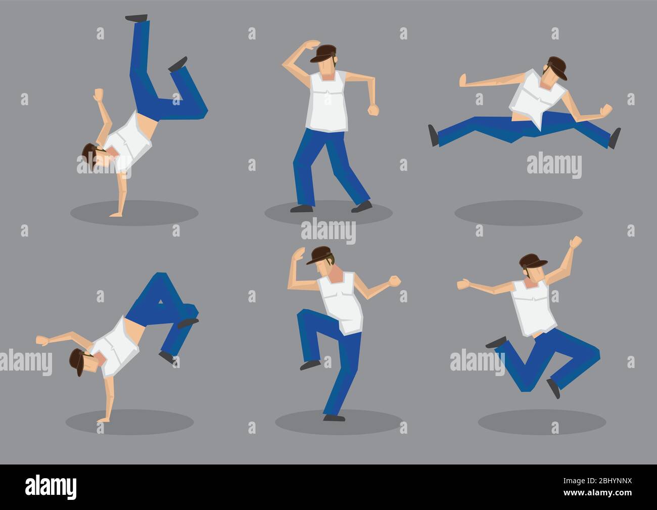 Set of six male hip hop dancers in funky dance moves. Vector icons isolated  on grey background Stock Vector Image & Art - Alamy