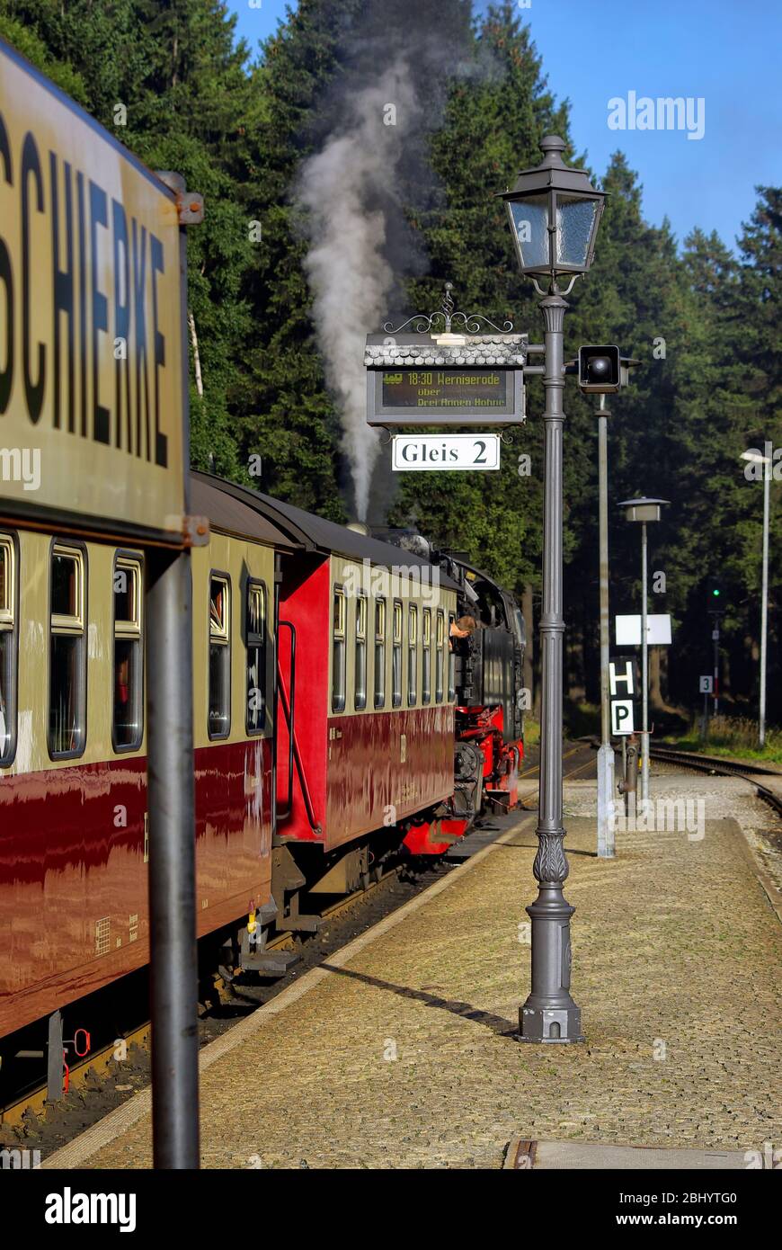 Excursion with the Brocken Railway to the Brocken, Schierke in the Harz Mountains, Saxony-Anhalt, Germany. Stock Photo