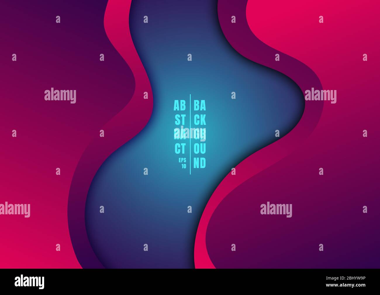 Abstract pink and purple wave overlapping layer on blue background. Vector illustration Stock Vector