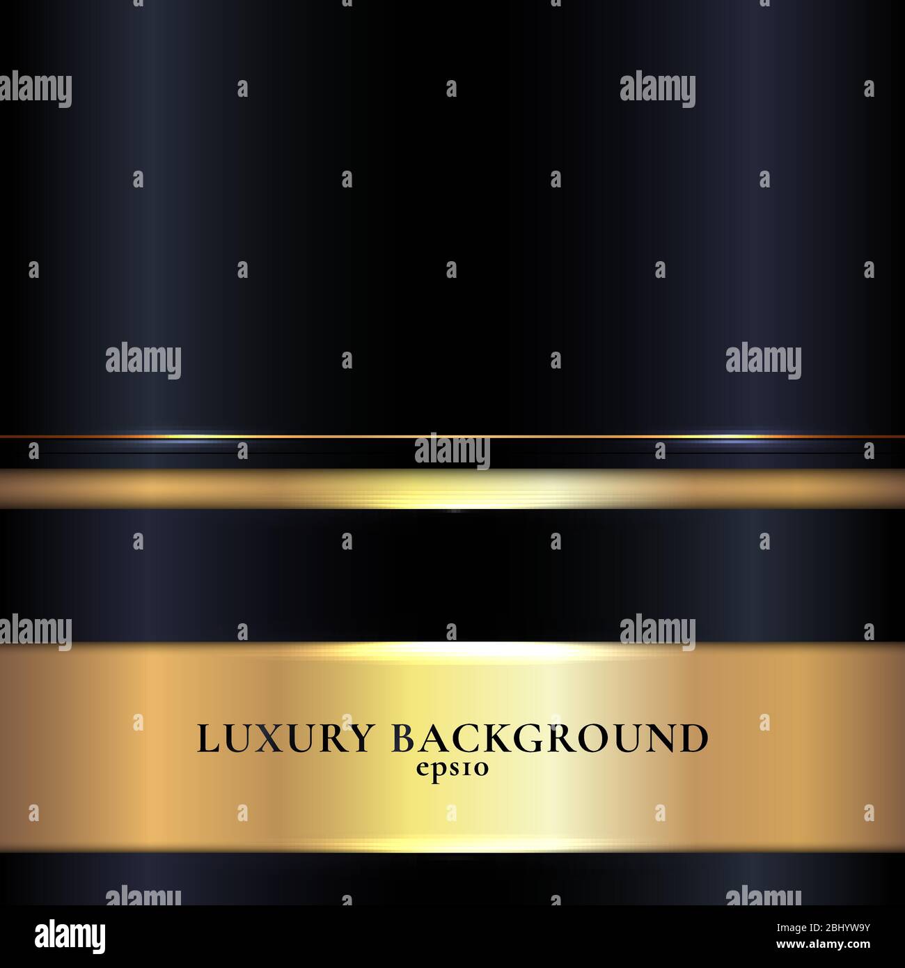 Abstract template dark blue stripes with shiny golden line on gold ...