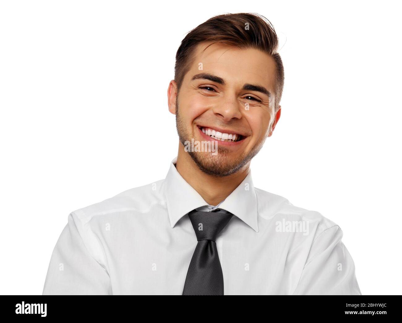 Elegant man in suit isolated on white Stock Photo - Alamy