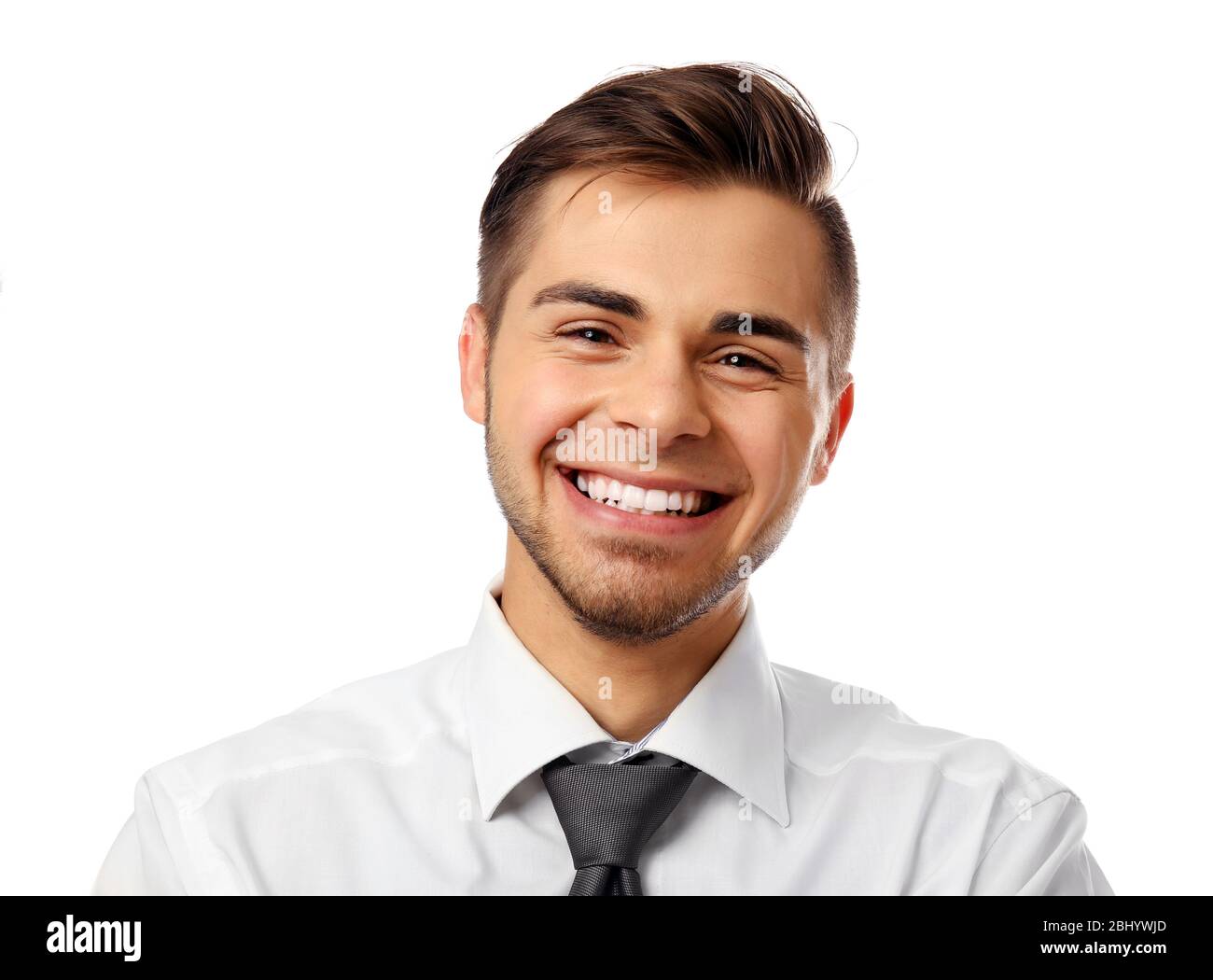 Elegant man in suit isolated on white Stock Photo - Alamy