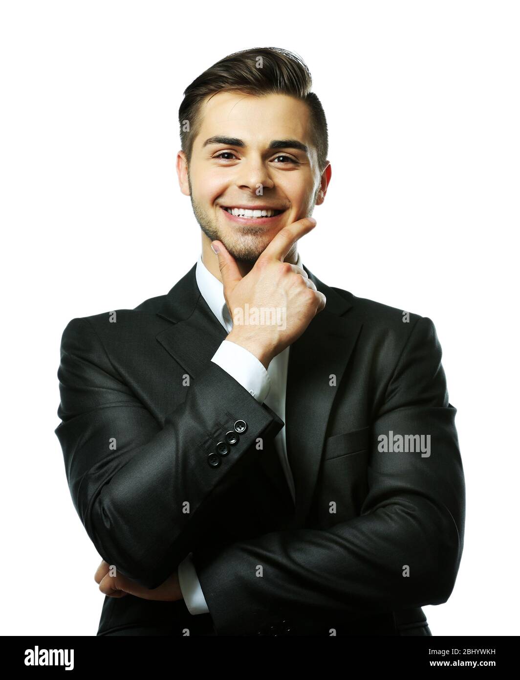 Elegant man in suit isolated on white Stock Photo - Alamy