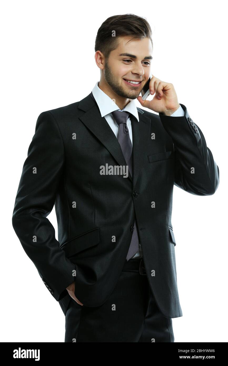 Elegant man in suit isolated on white Stock Photo - Alamy