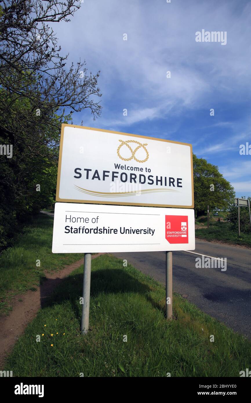 to Staffordshire road sign Stock Photo Alamy