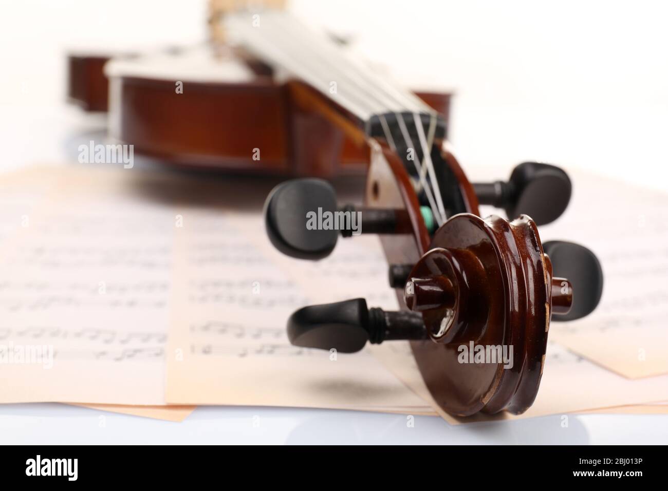 Classical violin on music sheets background Stock Photo