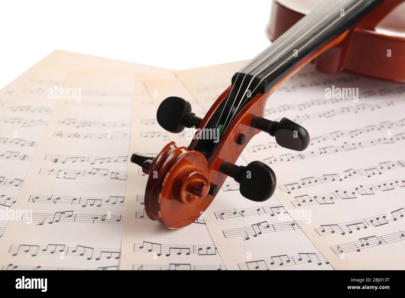 Classical violin on music sheets background Stock Photo
