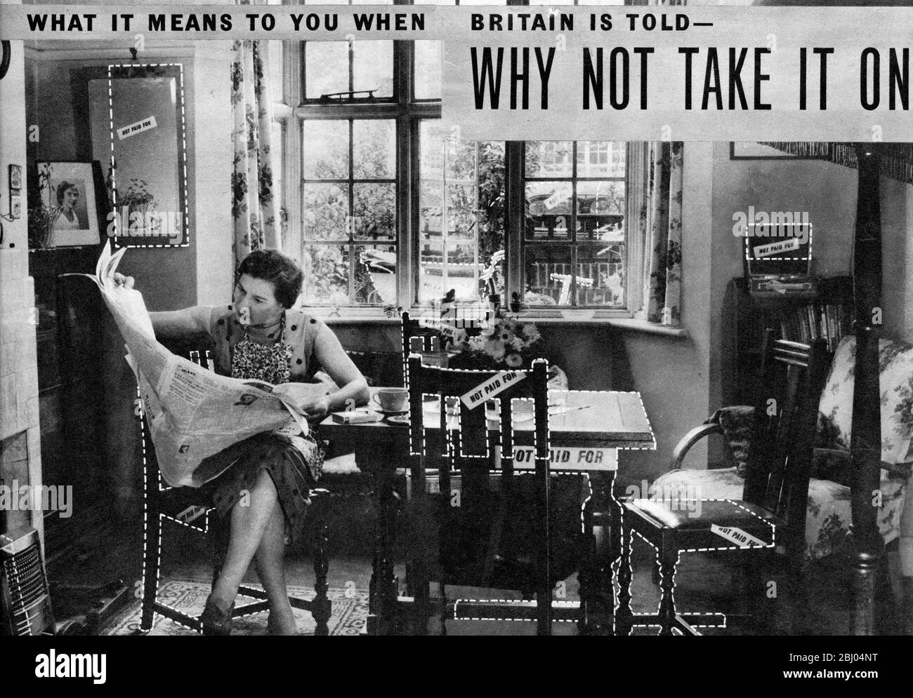 What it means to you when Britain is told - Why not take it on. Goods not paid for - 20th September 1958 - Stock Photo