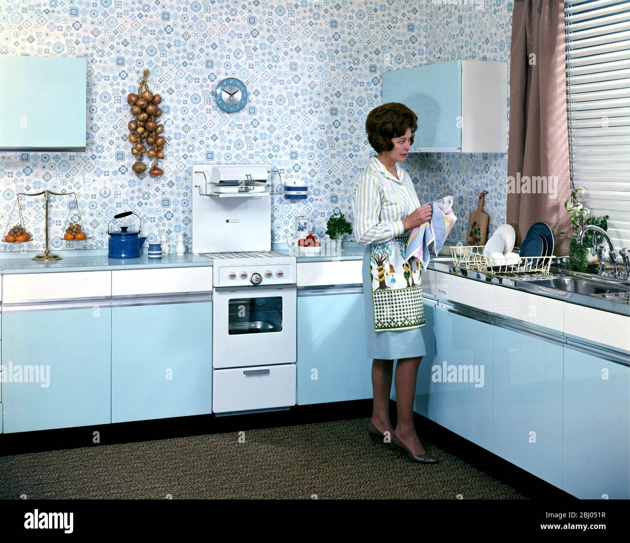 Kitchen - circa 1970s - Stock Photo