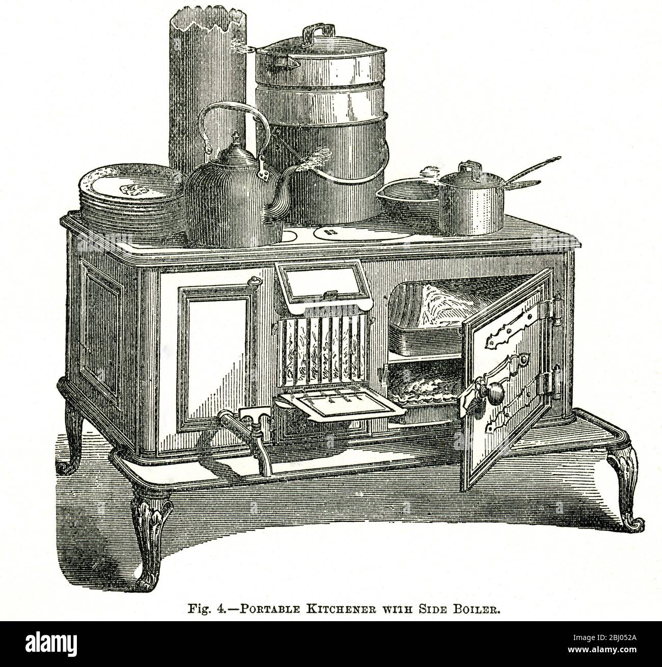 Portable kitchner with side boiler Stock Photo